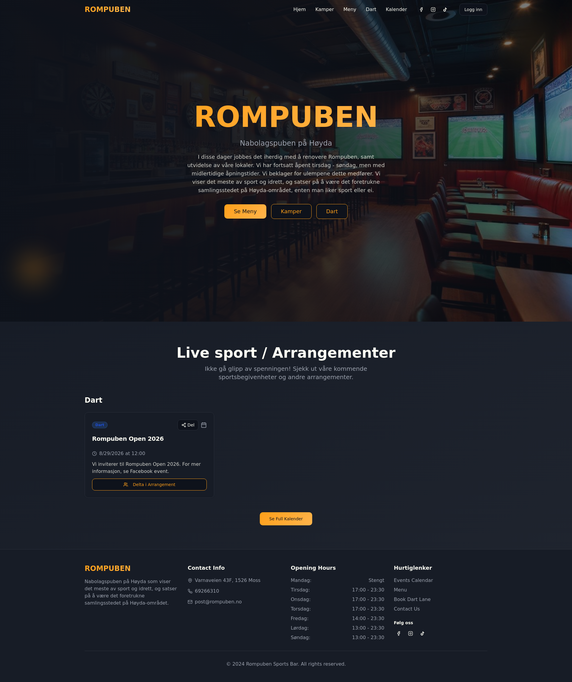 Rompuben Sports Bar | Moss, Norway - Events, Food & Dart Lanes