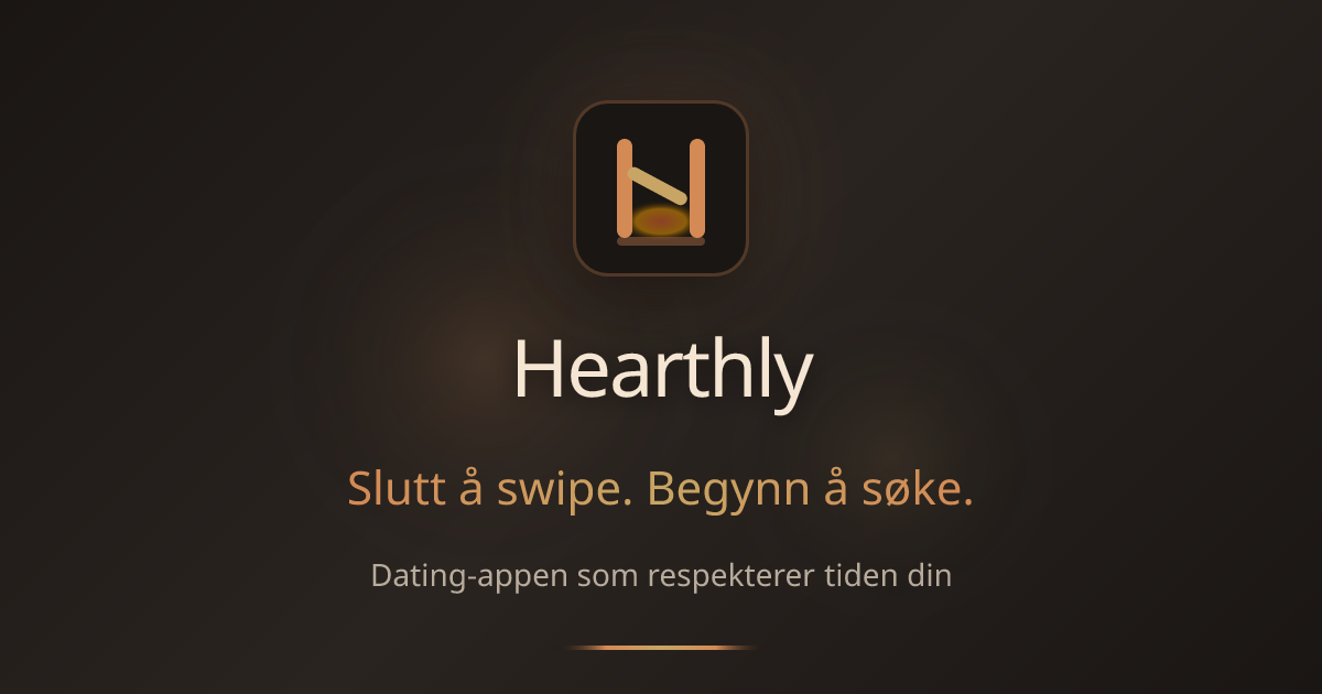 Hearthly — Slutt å swipe. Begynn å søke.
