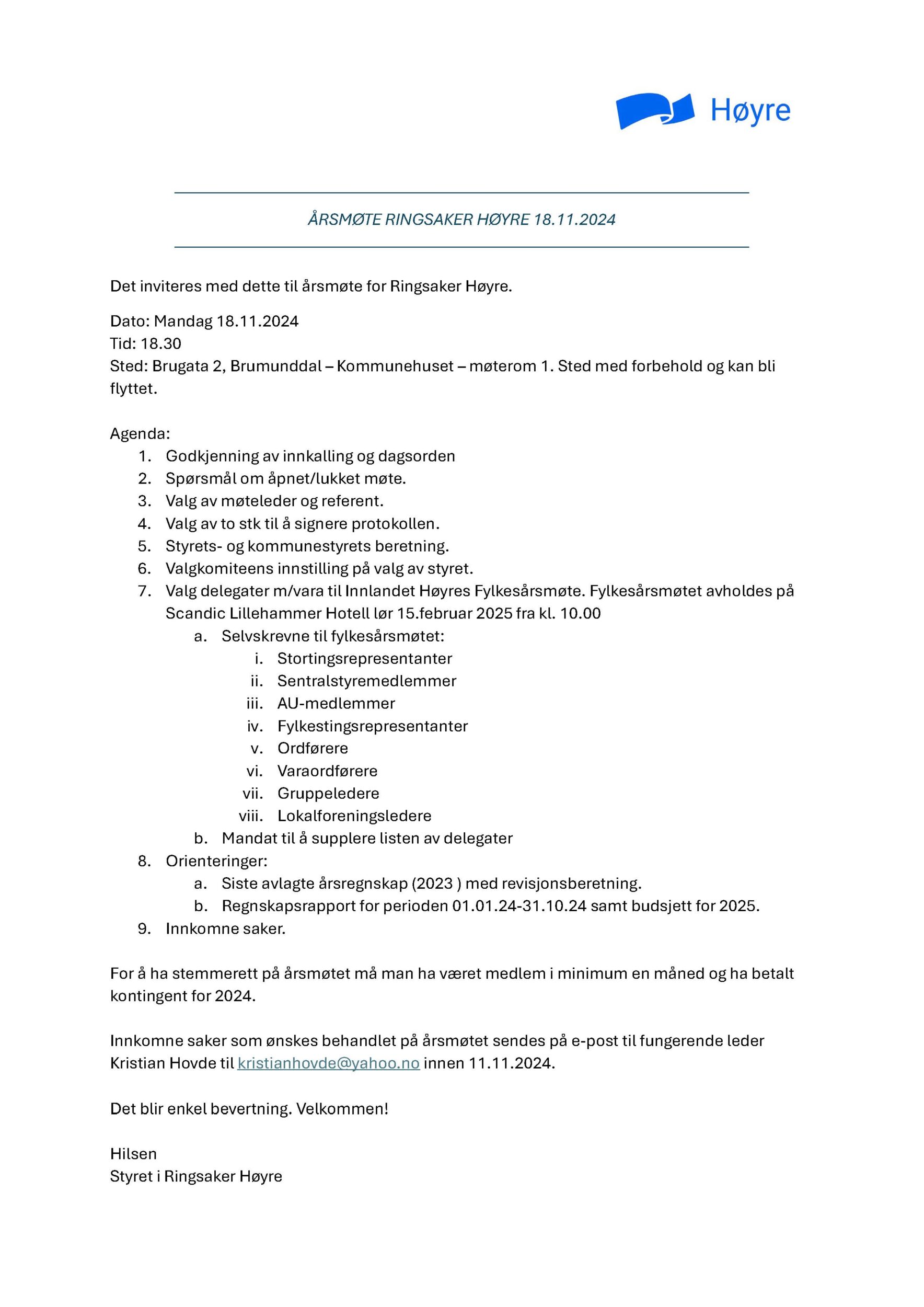 Forsiden - Ringsaker Høyre