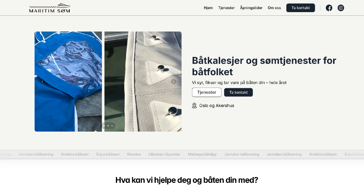 Maritim Søm - Båtkalesjer, reparasjon,  forsterkning og rens