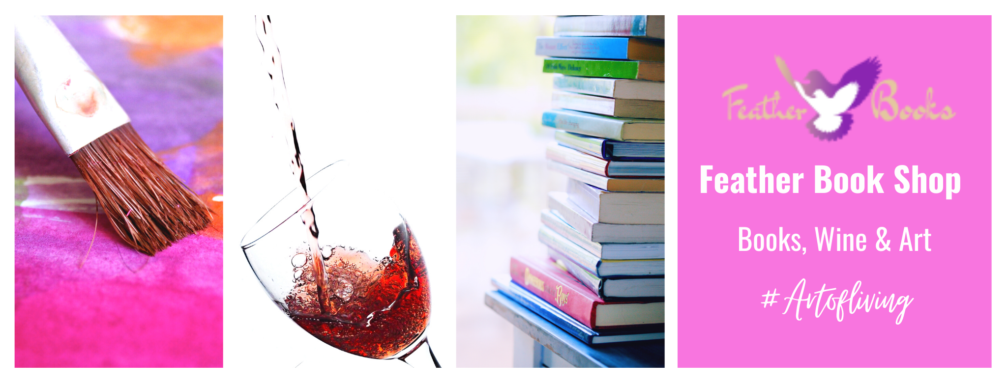 FEATHER BOOK, WINE & ART GALLERY Vakker kunst, morsomme og spennende b