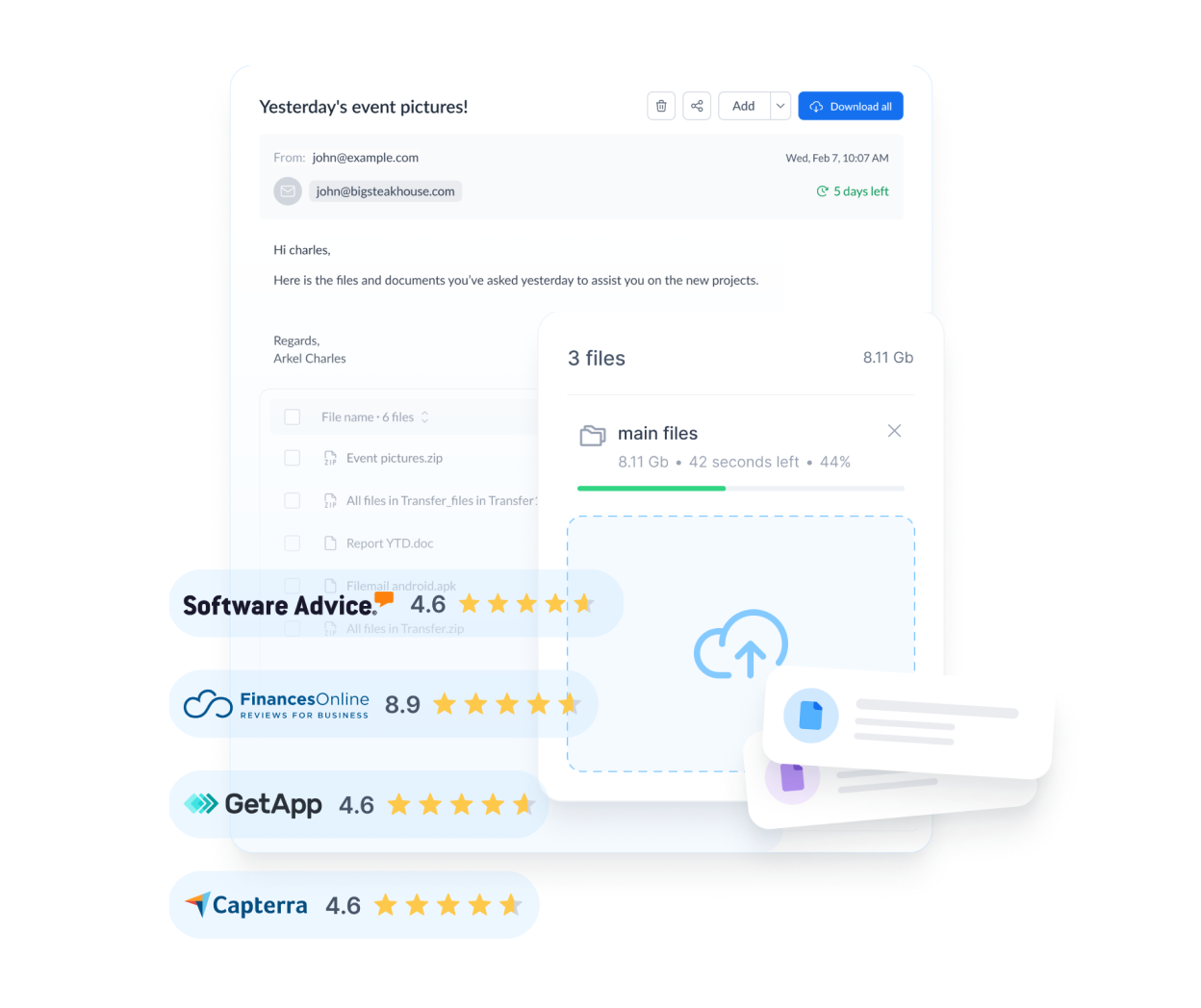 Send store filer – Ubegrenset størrelse – Opptil 5 GB gratis - Filemail