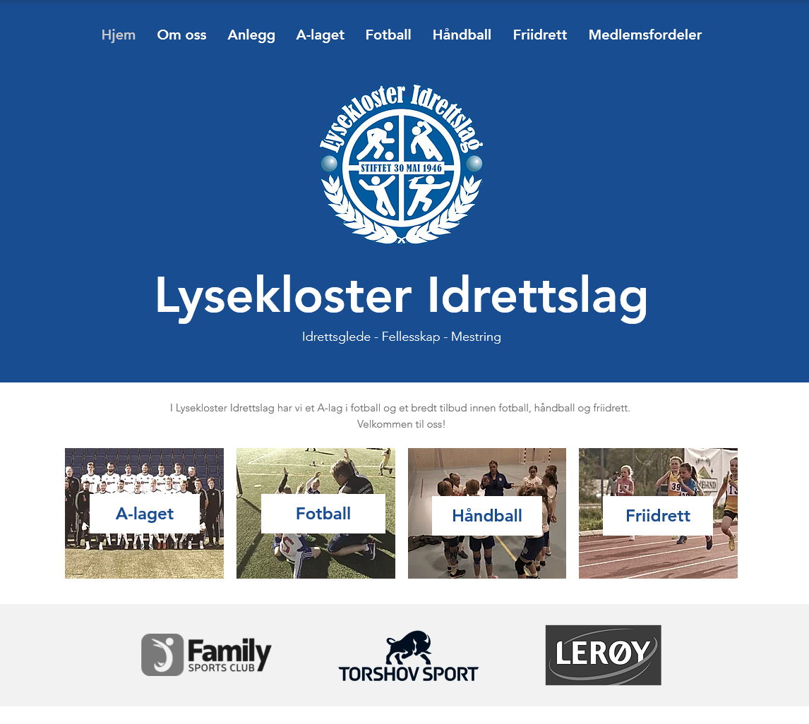 Hjem | Lysekloster IL | Fotball | Friidrett | Håndball