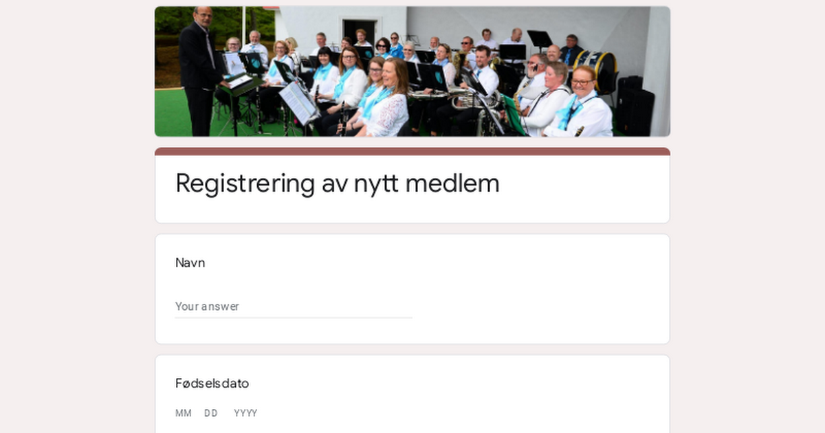 Registrering av nytt medlem